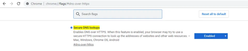 Configuración de DNS-over-HTTPS en Google Chrome